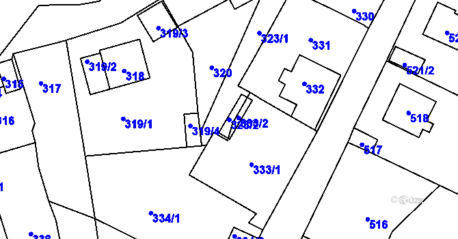 Parcela st. 323/2 v KÚ Svádov, Katastrální mapa