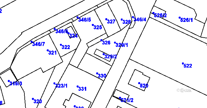 Parcela st. 329/2 v KÚ Svádov, Katastrální mapa