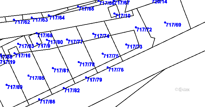 Parcela st. 717/75 v KÚ Svádov, Katastrální mapa