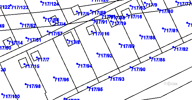 Parcela st. 717/92 v KÚ Svádov, Katastrální mapa