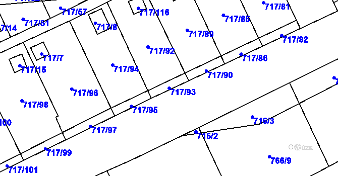 Parcela st. 717/93 v KÚ Svádov, Katastrální mapa