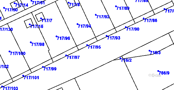 Parcela st. 717/95 v KÚ Svádov, Katastrální mapa