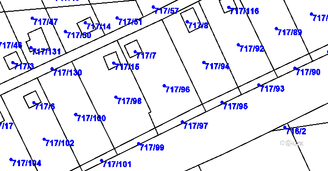 Parcela st. 717/96 v KÚ Svádov, Katastrální mapa