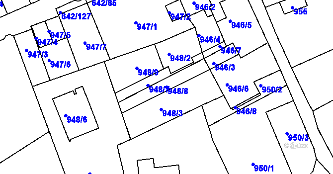 Parcela st. 948/8 v KÚ Svádov, Katastrální mapa