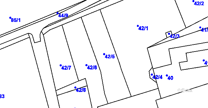 Parcela st. 42/5 v KÚ Svádov, Katastrální mapa
