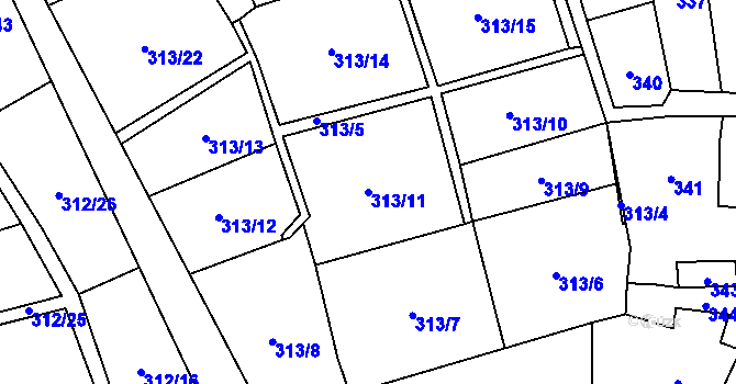 Parcela st. 313/11 v KÚ Svádov, Katastrální mapa