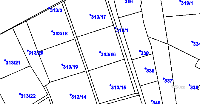 Parcela st. 313/16 v KÚ Svádov, Katastrální mapa
