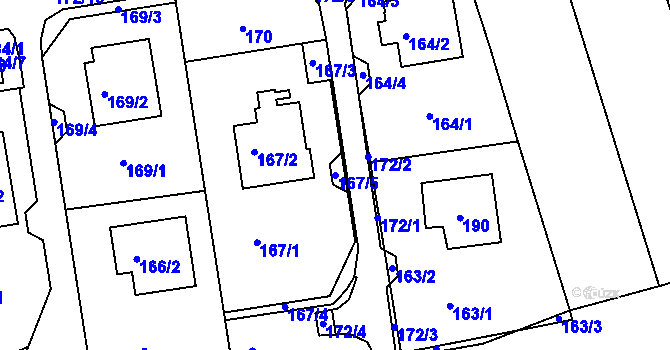 Parcela st. 167/5 v KÚ Svádov, Katastrální mapa