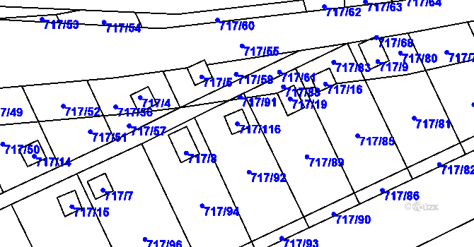 Parcela st. 717/116 v KÚ Svádov, Katastrální mapa