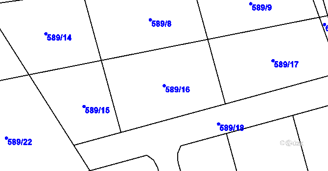 Parcela st. 589/16 v KÚ Svádov, Katastrální mapa