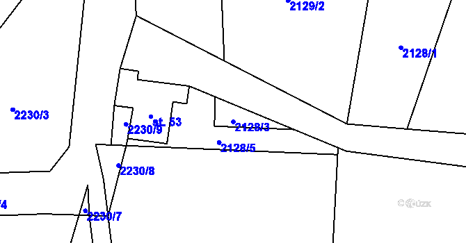 Parcela st. 2128/3 v KÚ Svahy, Katastrální mapa