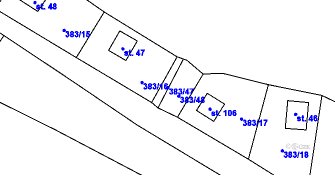 Parcela st. 383/47 v KÚ Vížka, Katastrální mapa