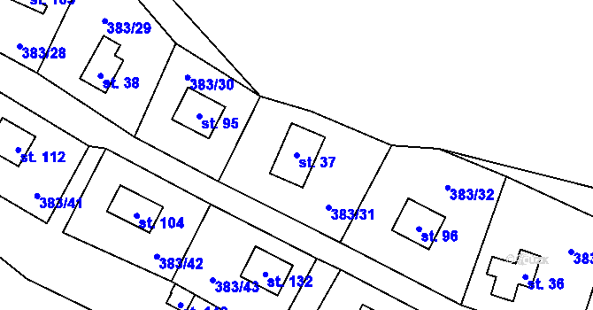Parcela st. 37 v KÚ Vížka, Katastrální mapa