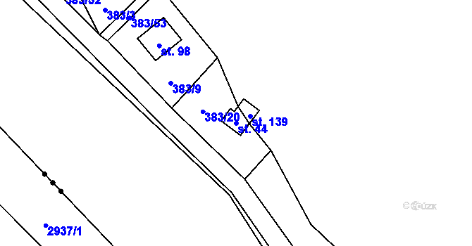 Parcela st. 44 v KÚ Vížka, Katastrální mapa