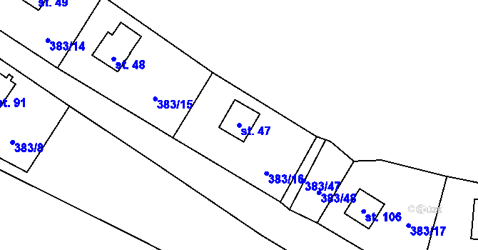 Parcela st. 47 v KÚ Vížka, Katastrální mapa