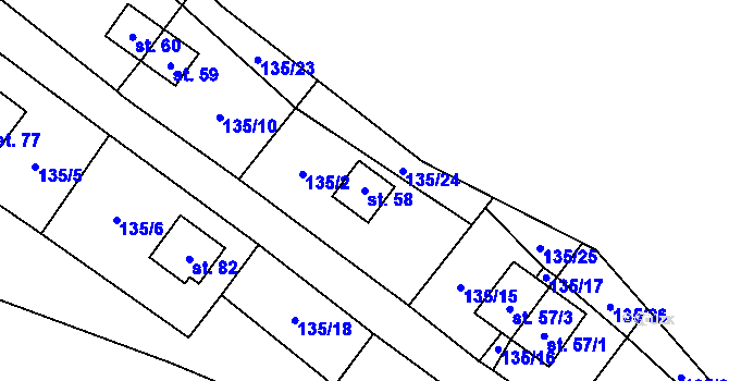 Parcela st. 58 v KÚ Vížka, Katastrální mapa