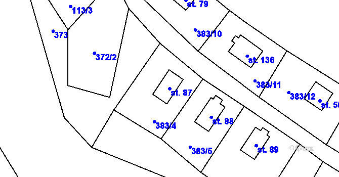 Parcela st. 87 v KÚ Vížka, Katastrální mapa