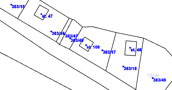 Parcela st. 106 v KÚ Vížka, Katastrální mapa