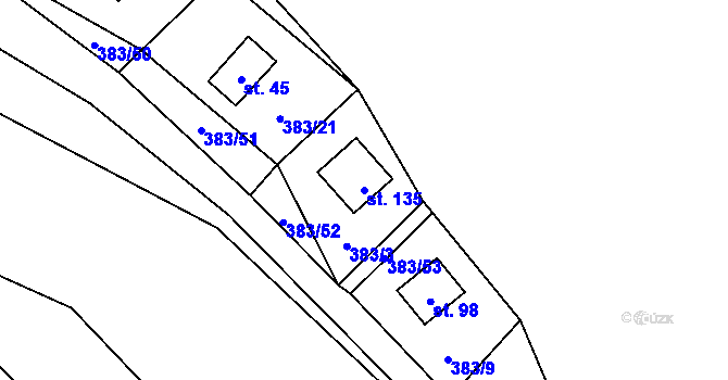 Parcela st. 135 v KÚ Vížka, Katastrální mapa