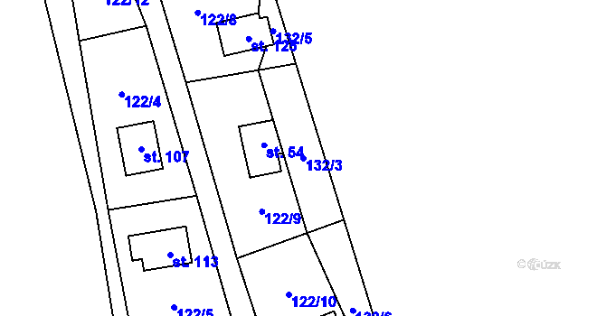 Parcela st. 132/3 v KÚ Vížka, Katastrální mapa
