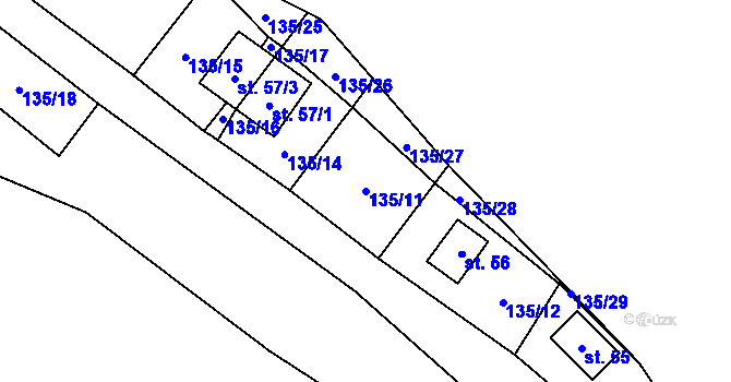 Parcela st. 135/11 v KÚ Vížka, Katastrální mapa