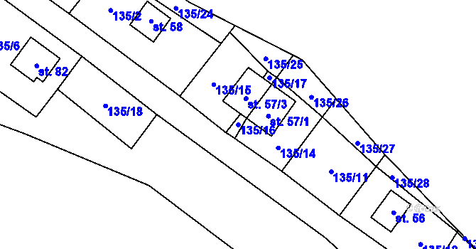 Parcela st. 135/16 v KÚ Vížka, Katastrální mapa