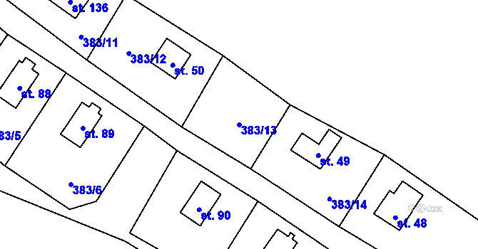 Parcela st. 383/13 v KÚ Vížka, Katastrální mapa