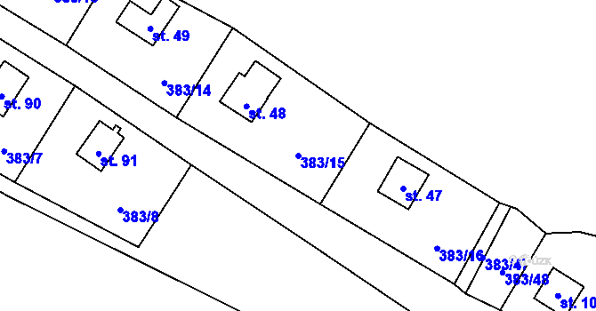 Parcela st. 383/15 v KÚ Vížka, Katastrální mapa