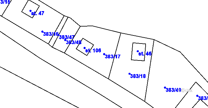 Parcela st. 383/17 v KÚ Vížka, Katastrální mapa
