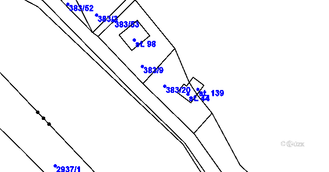 Parcela st. 383/20 v KÚ Vížka, Katastrální mapa