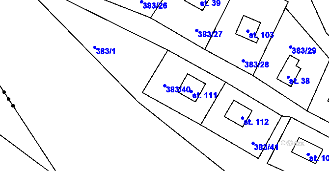 Parcela st. 383/40 v KÚ Vížka, Katastrální mapa
