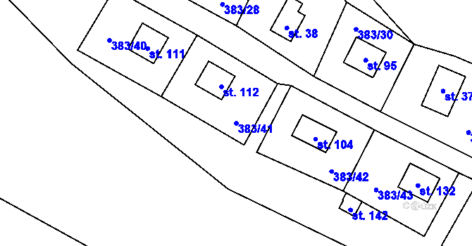 Parcela st. 383/41 v KÚ Vížka, Katastrální mapa