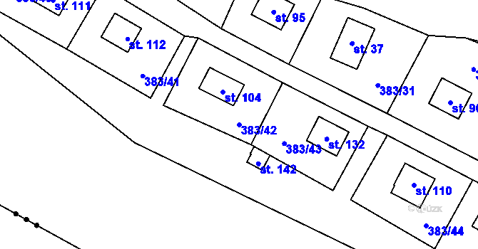 Parcela st. 383/42 v KÚ Vížka, Katastrální mapa