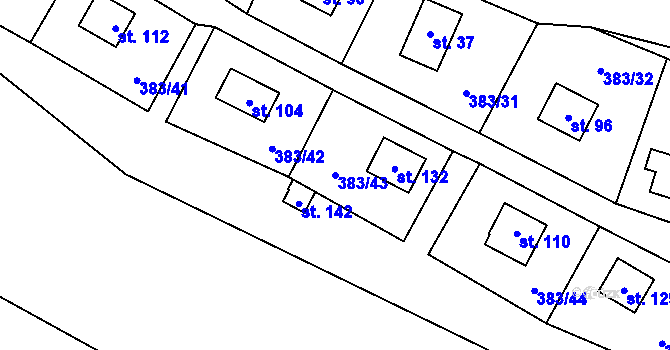 Parcela st. 383/43 v KÚ Vížka, Katastrální mapa