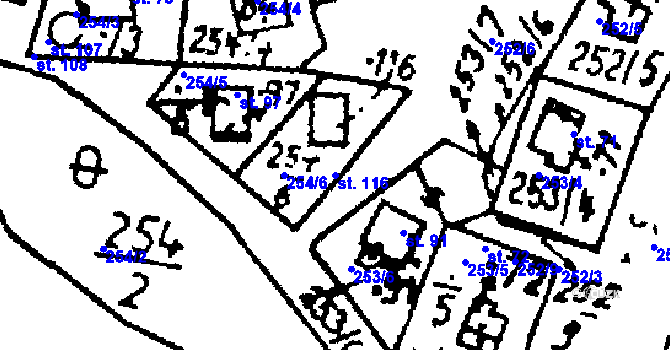Parcela st. 116 v KÚ Zliv nad Mží, Katastrální mapa