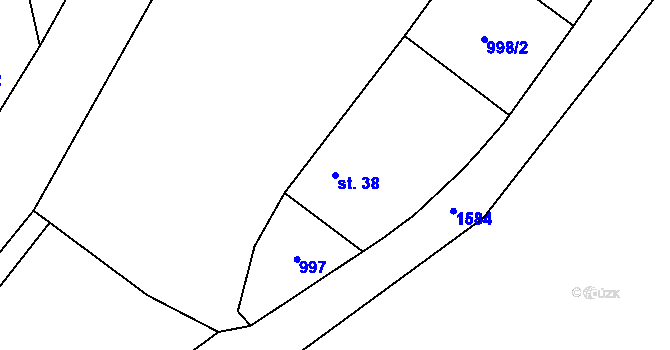 Parcela st. 38 v KÚ Zliv nad Mží, Katastrální mapa