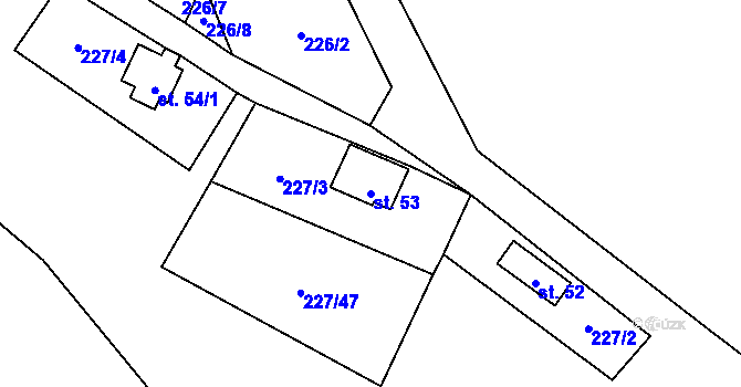 Parcela st. 53 v KÚ Zliv nad Mží, Katastrální mapa