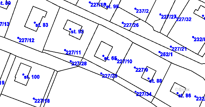 Parcela st. 65 v KÚ Zliv nad Mží, Katastrální mapa
