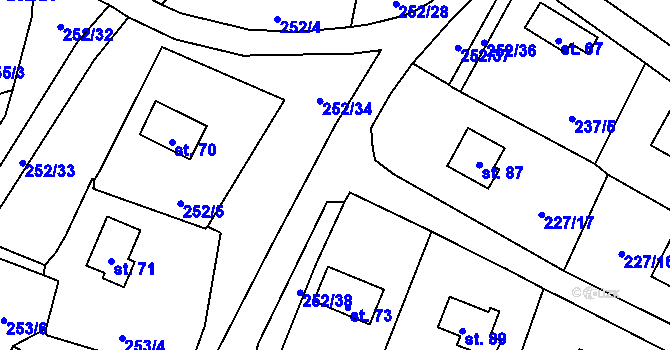 Parcela st. 73 v KÚ Zliv nad Mží, Katastrální mapa