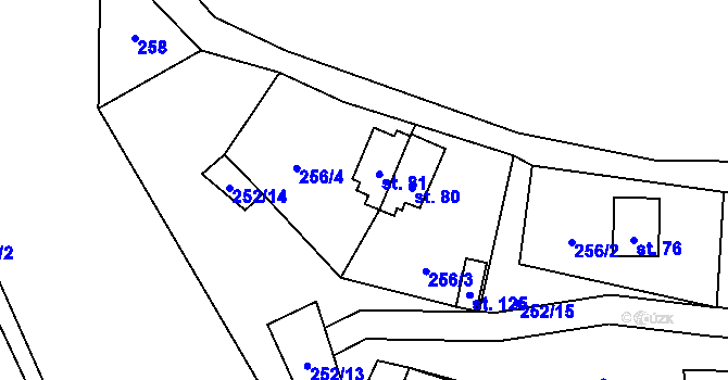 Parcela st. 80 v KÚ Zliv nad Mží, Katastrální mapa