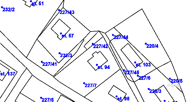 Parcela st. 94 v KÚ Zliv nad Mží, Katastrální mapa