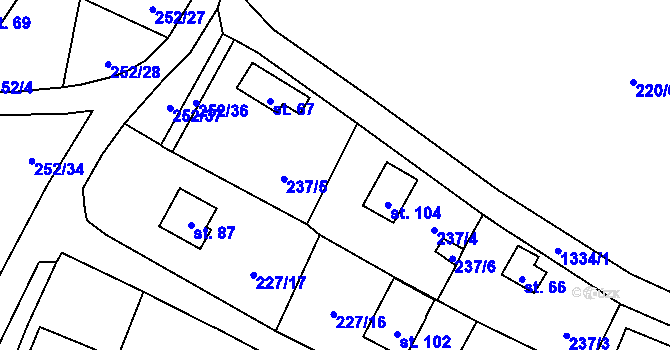 Parcela st. 104 v KÚ Zliv nad Mží, Katastrální mapa