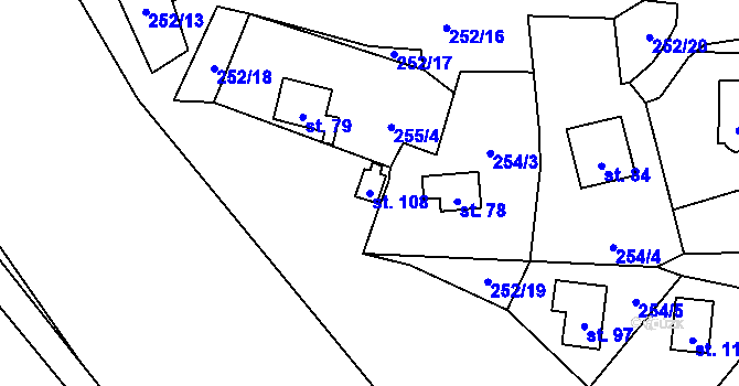 Parcela st. 108 v KÚ Zliv nad Mží, Katastrální mapa