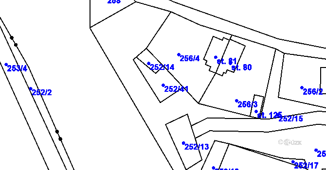 Parcela st. 252/41 v KÚ Zliv nad Mží, Katastrální mapa