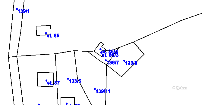 Parcela st. 86/3 v KÚ Svárov u Unhoště, Katastrální mapa