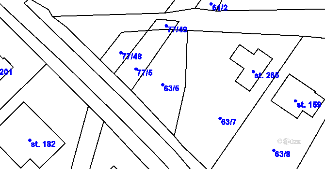 Parcela st. 63/5 v KÚ Svárov u Unhoště, Katastrální mapa