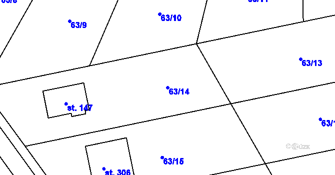 Parcela st. 63/14 v KÚ Svárov u Unhoště, Katastrální mapa