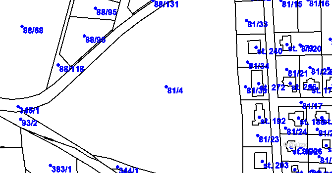 Parcela st. 81/4 v KÚ Svárov u Unhoště, Katastrální mapa