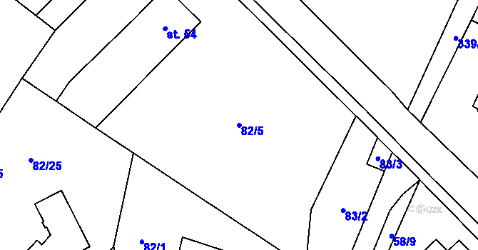 Parcela st. 82/5 v KÚ Svárov u Unhoště, Katastrální mapa