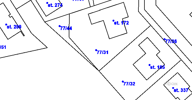 Parcela st. 77/31 v KÚ Svárov u Unhoště, Katastrální mapa